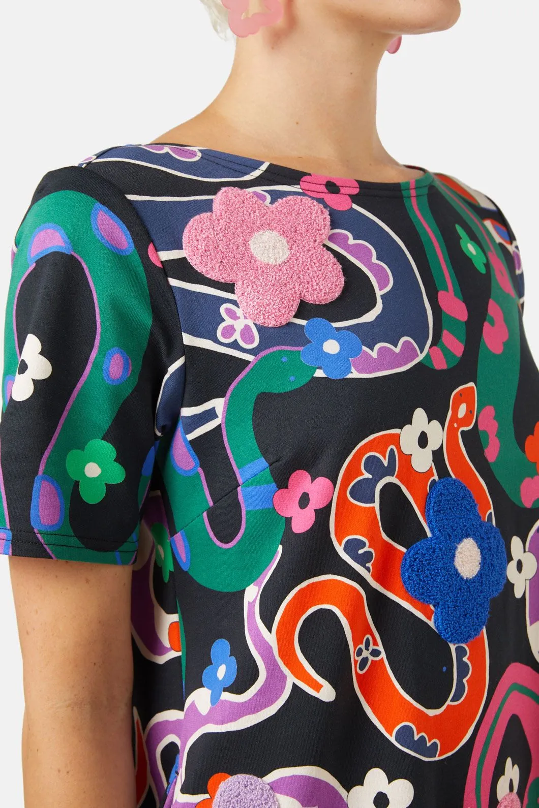 Flower Snake Swing Dress