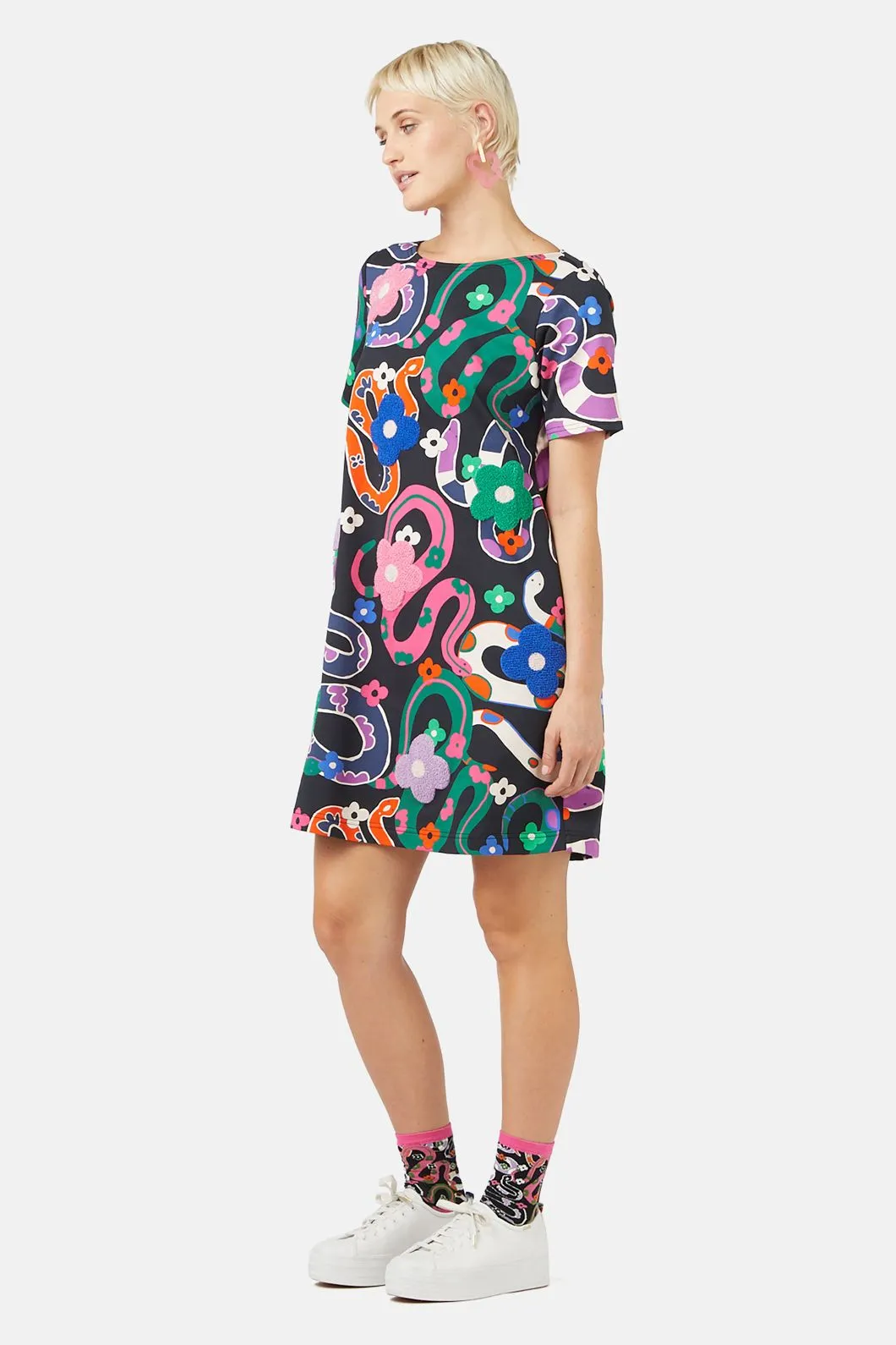 Flower Snake Swing Dress