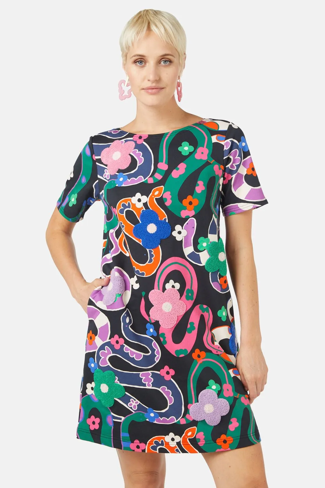Flower Snake Swing Dress
