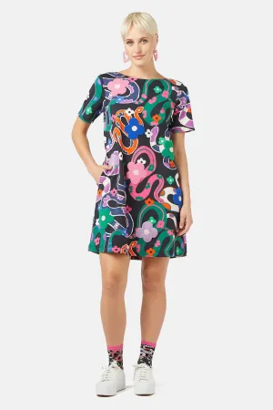 Flower Snake Swing Dress