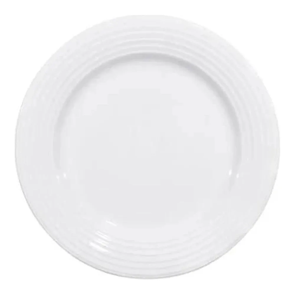 Furtino England Row 19.5cm/7.5" White Porcelain Flat Plate, Pack of 6
