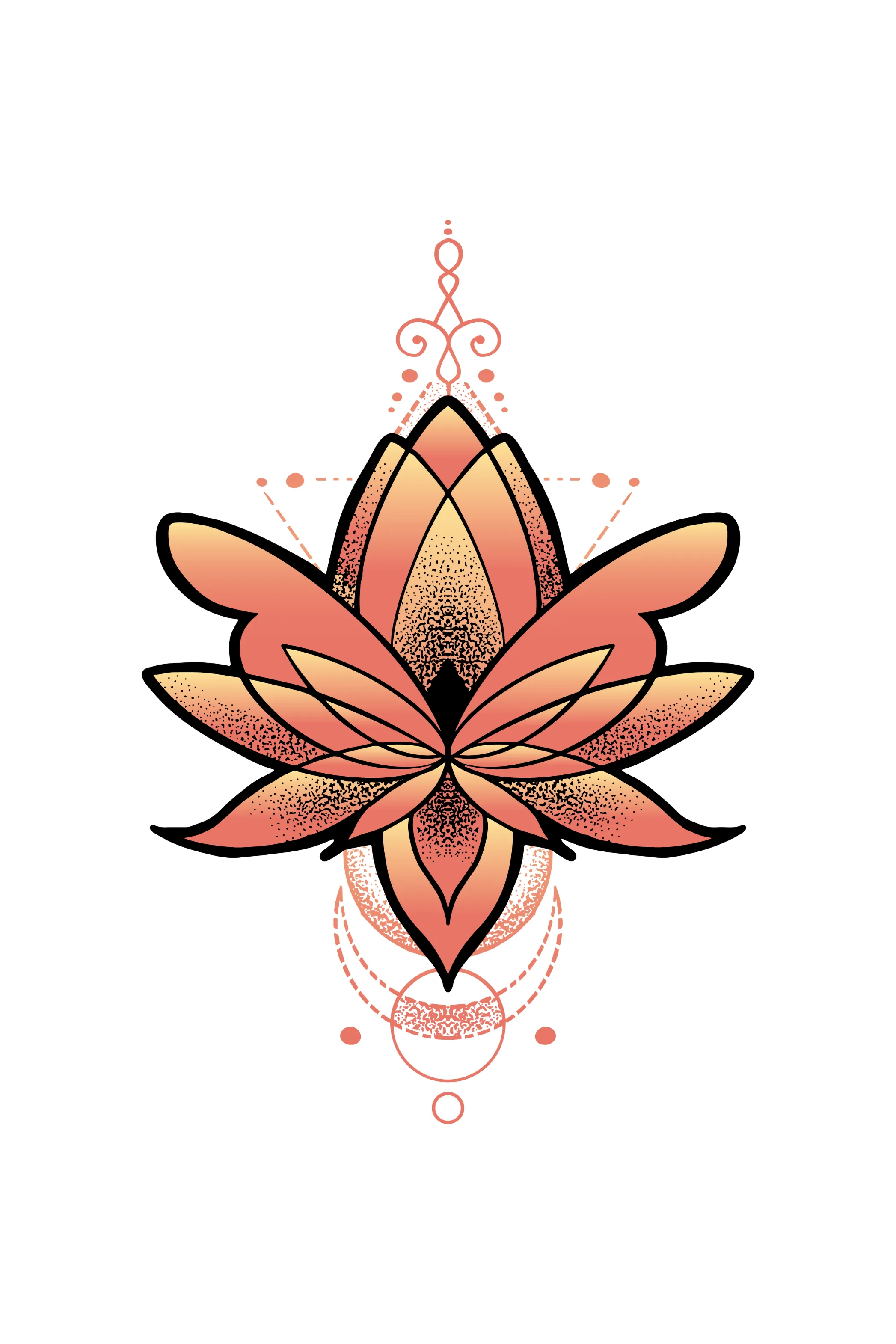 Geometric Lotus Printed Scoop Neck T-shirt for women