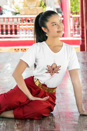 Geometric Lotus Printed Scoop Neck T-shirt for women