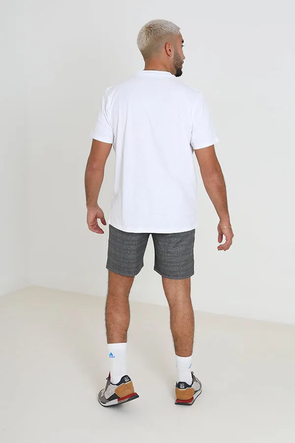 GREY CHECKED PRINT REGULAR FIT SHORTS