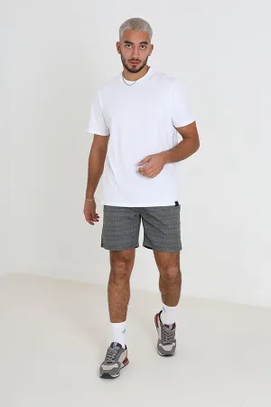 GREY CHECKED PRINT REGULAR FIT SHORTS