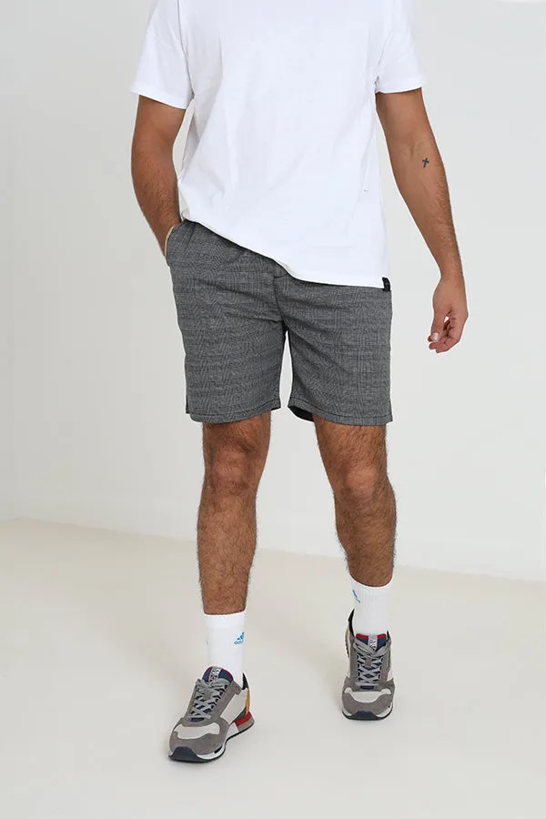 GREY CHECKED PRINT REGULAR FIT SHORTS