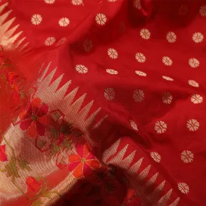 Handwoven Chilli Red Paithani Silk Sari - WIISDT1612 001