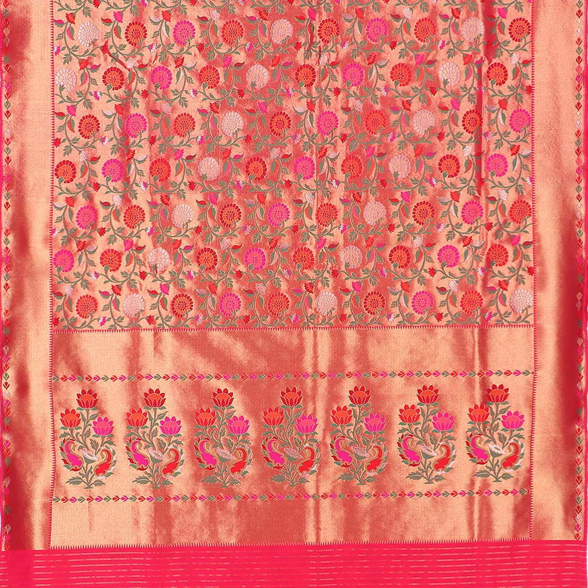 Handwoven Chilli Red Paithani Silk Sari - WIISHNIKARIDNAM0081