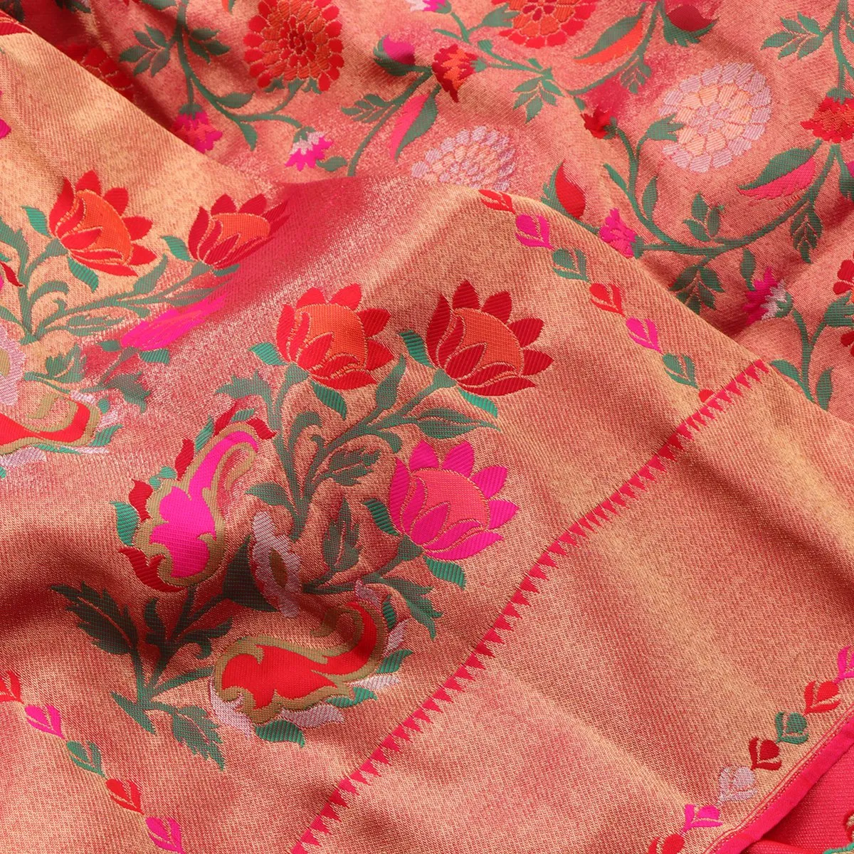 Handwoven Chilli Red Paithani Silk Sari - WIISHNIKARIDNAM0081