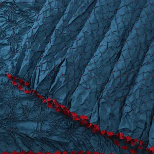 Handwoven Navy Blue Bandhani Habutai Silk Sari - WIIAJB268 121(4)