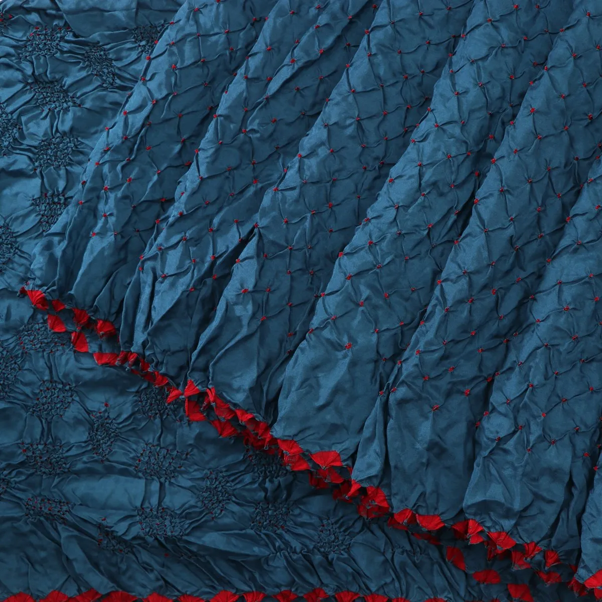 Handwoven Navy Blue Bandhani Habutai Silk Sari - WIIAJB268 121(4)