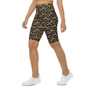 Holly Leaves with Berries Bike Shorts