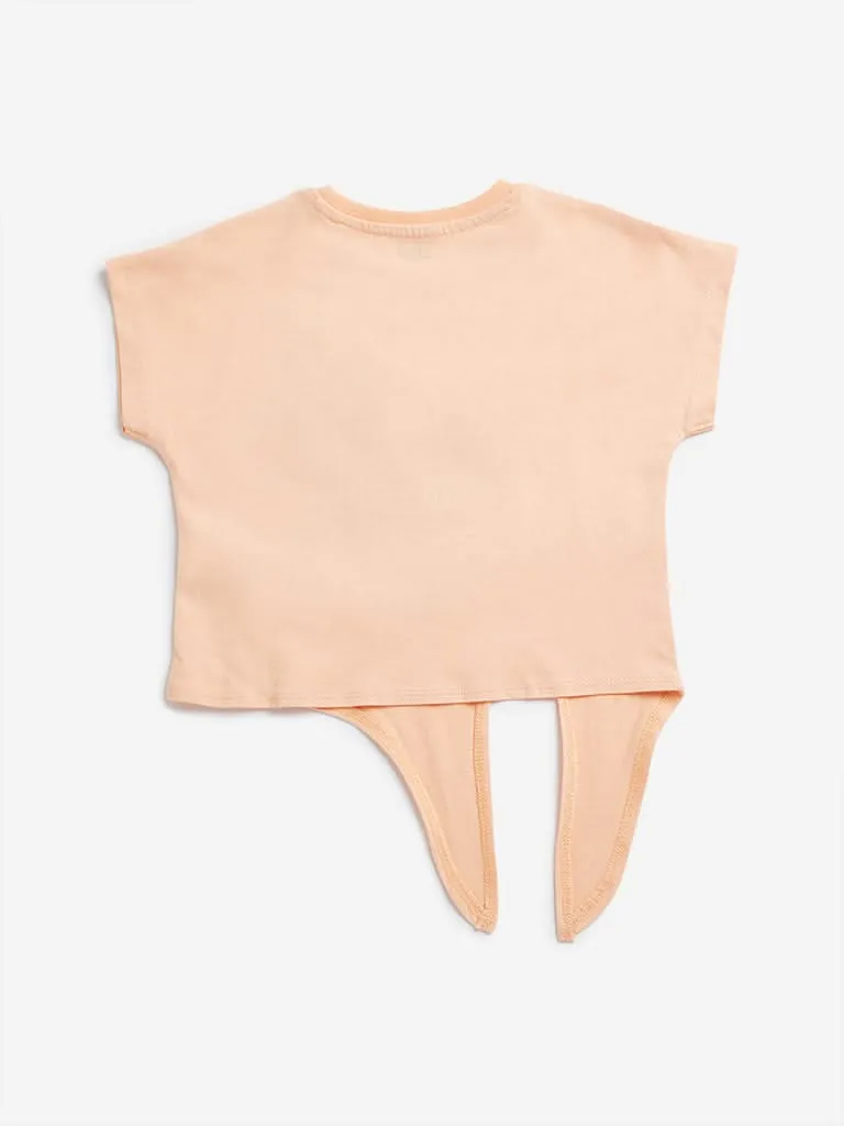 HOP Kids Peach Basket Pattern Tie-Up Top