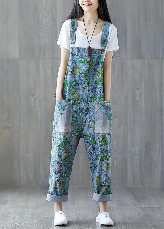 Italian cotton trousers Vintage Summer Fashion Bleached Cotton Overalls