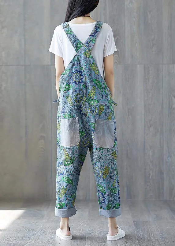 Italian cotton trousers Vintage Summer Fashion Bleached Cotton Overalls