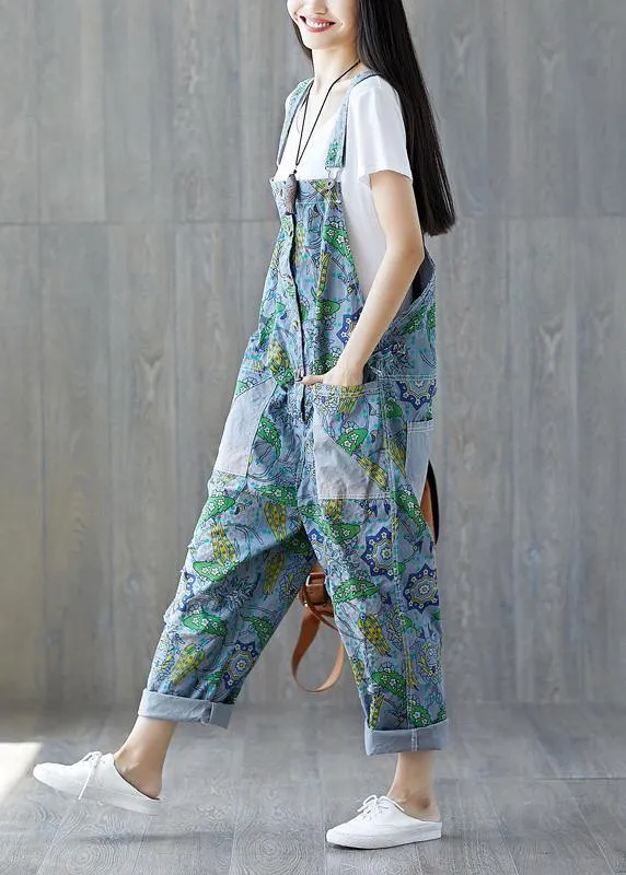 Italian cotton trousers Vintage Summer Fashion Bleached Cotton Overalls