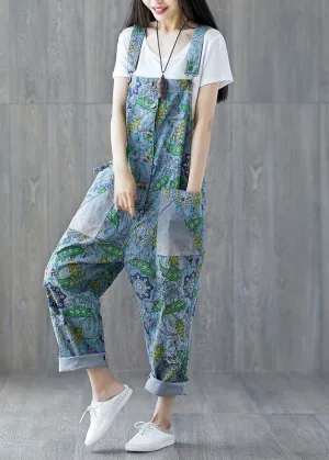 Italian cotton trousers Vintage Summer Fashion Bleached Cotton Overalls