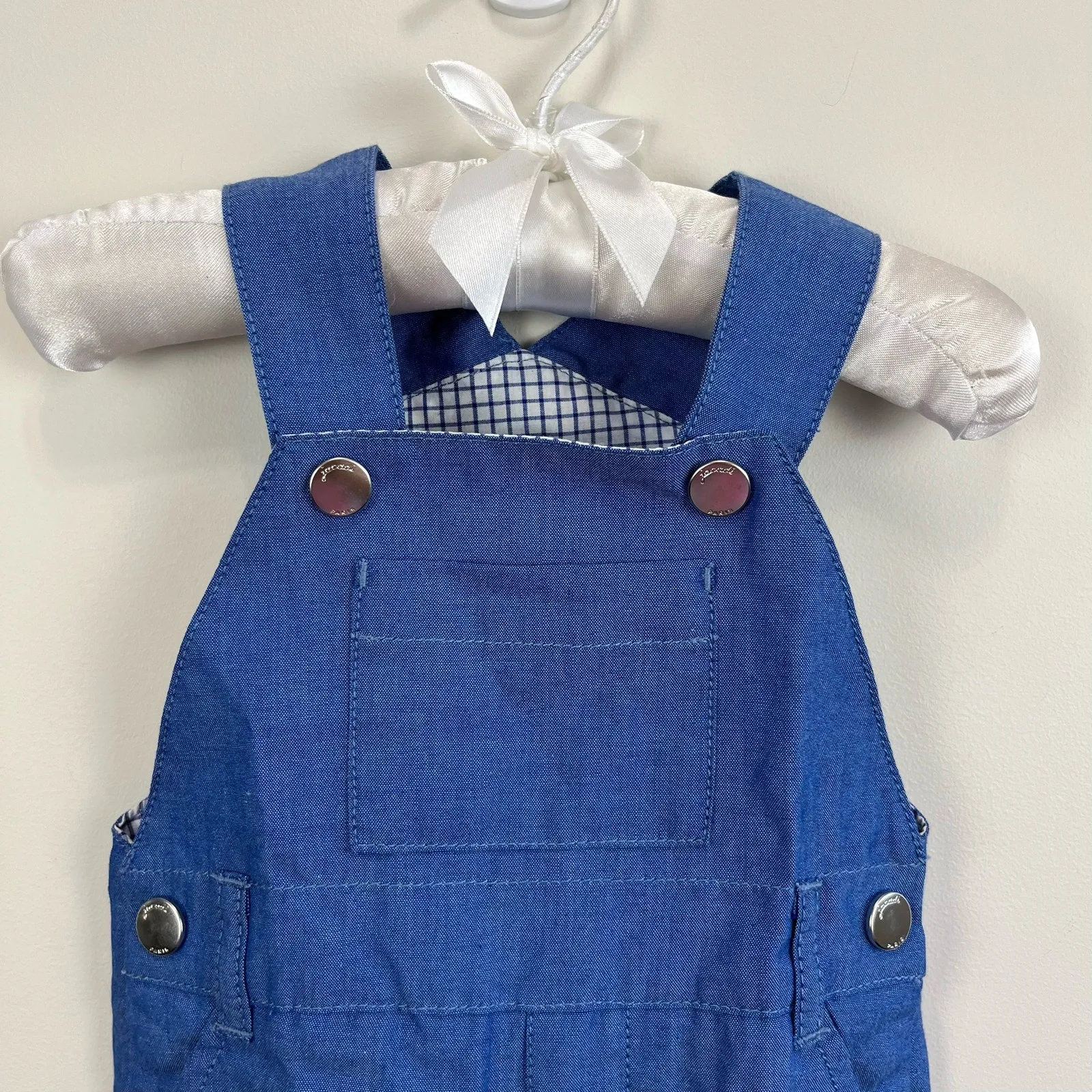 Jacadi Paris Chambray Blue Shortalls 6 Months NWT