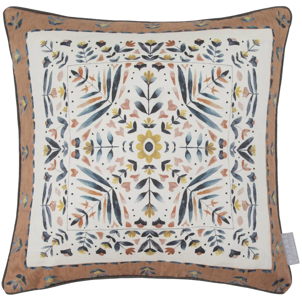 Kari Printed Piped Cushion Terracotta