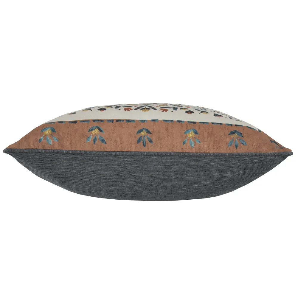 Kari Printed Piped Cushion Terracotta