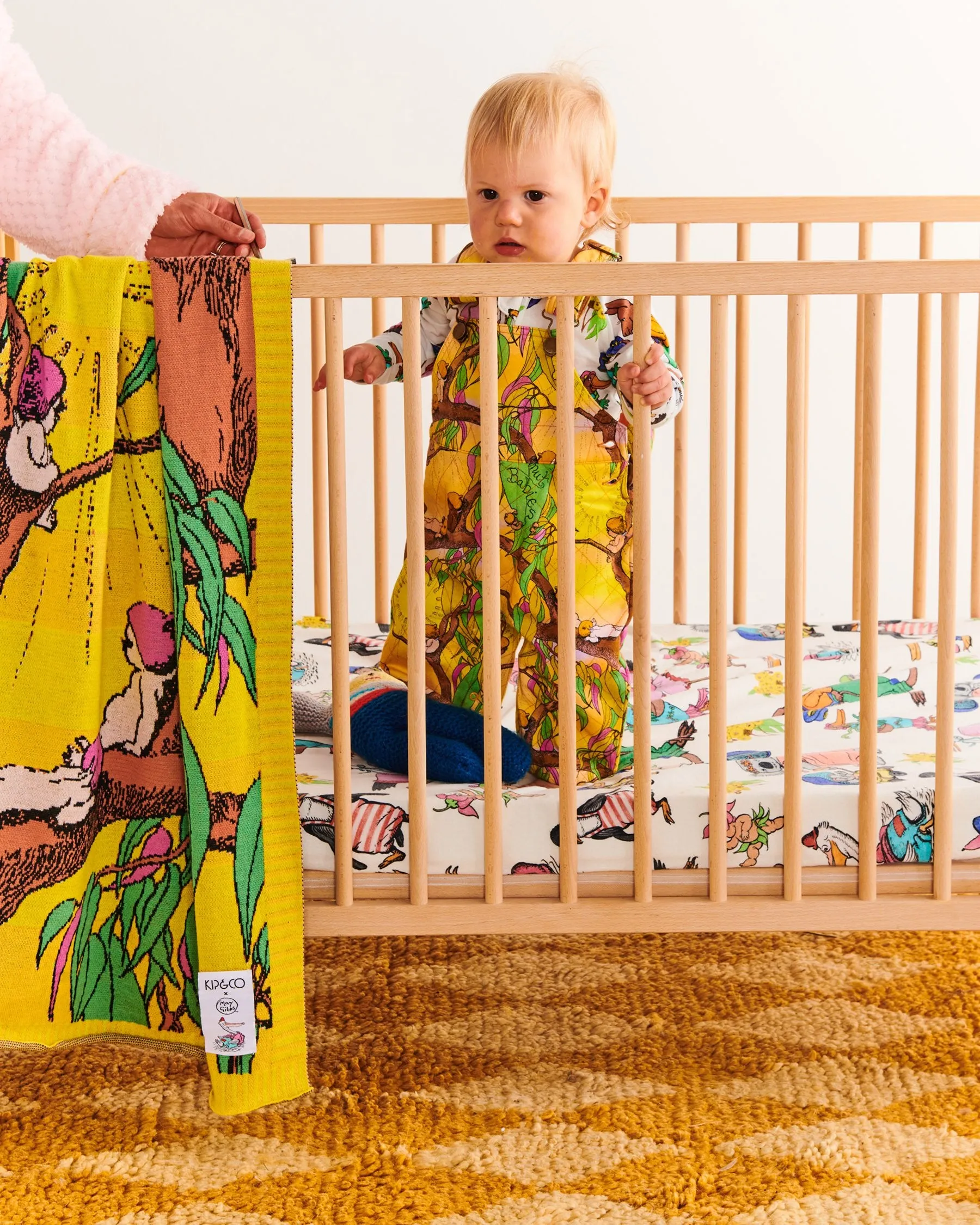 Kip&Co x May Gibbs Sunrise Delight Baby Quilted Fleece Overalls