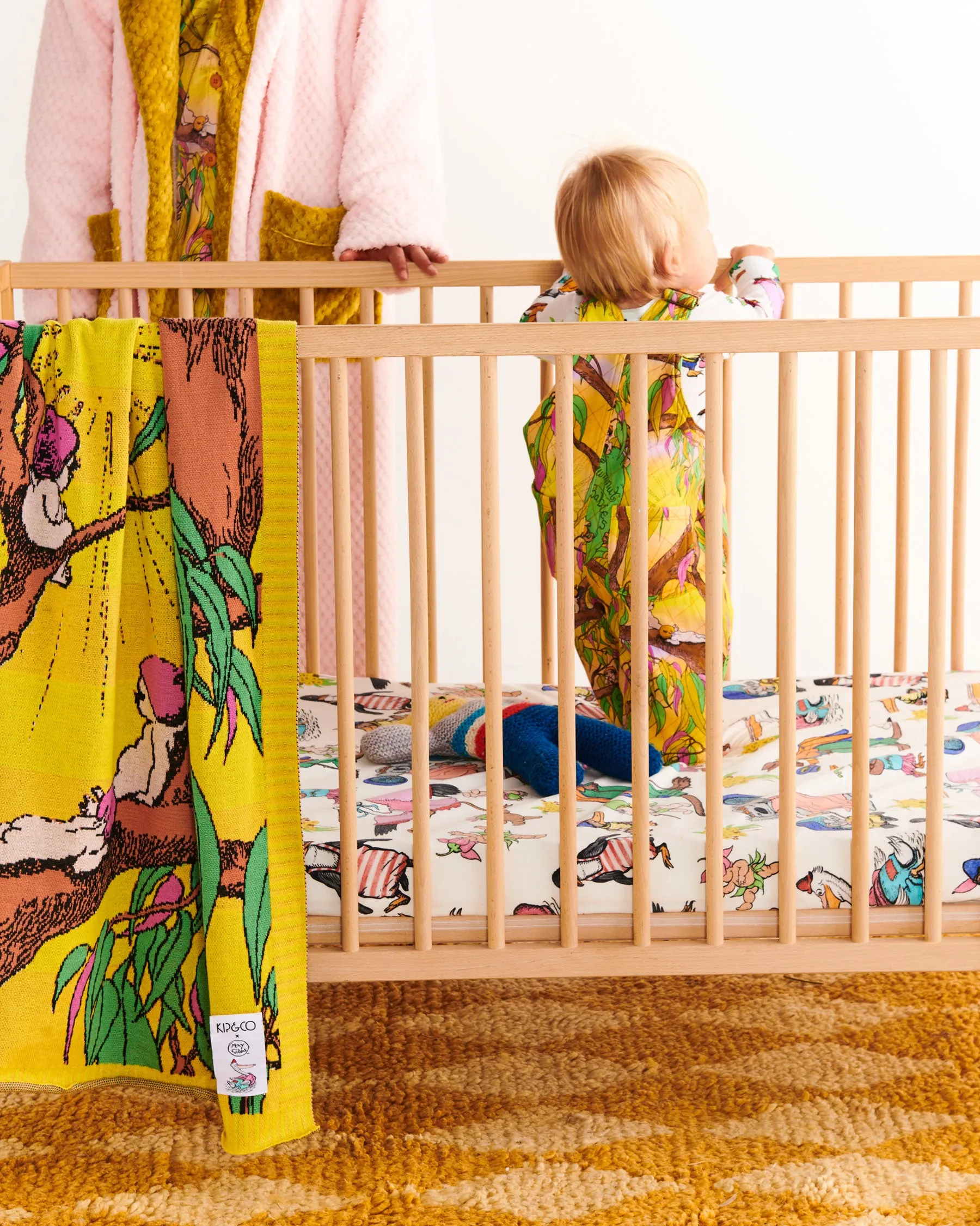 Kip&Co x May Gibbs Sunrise Delight Baby Quilted Fleece Overalls