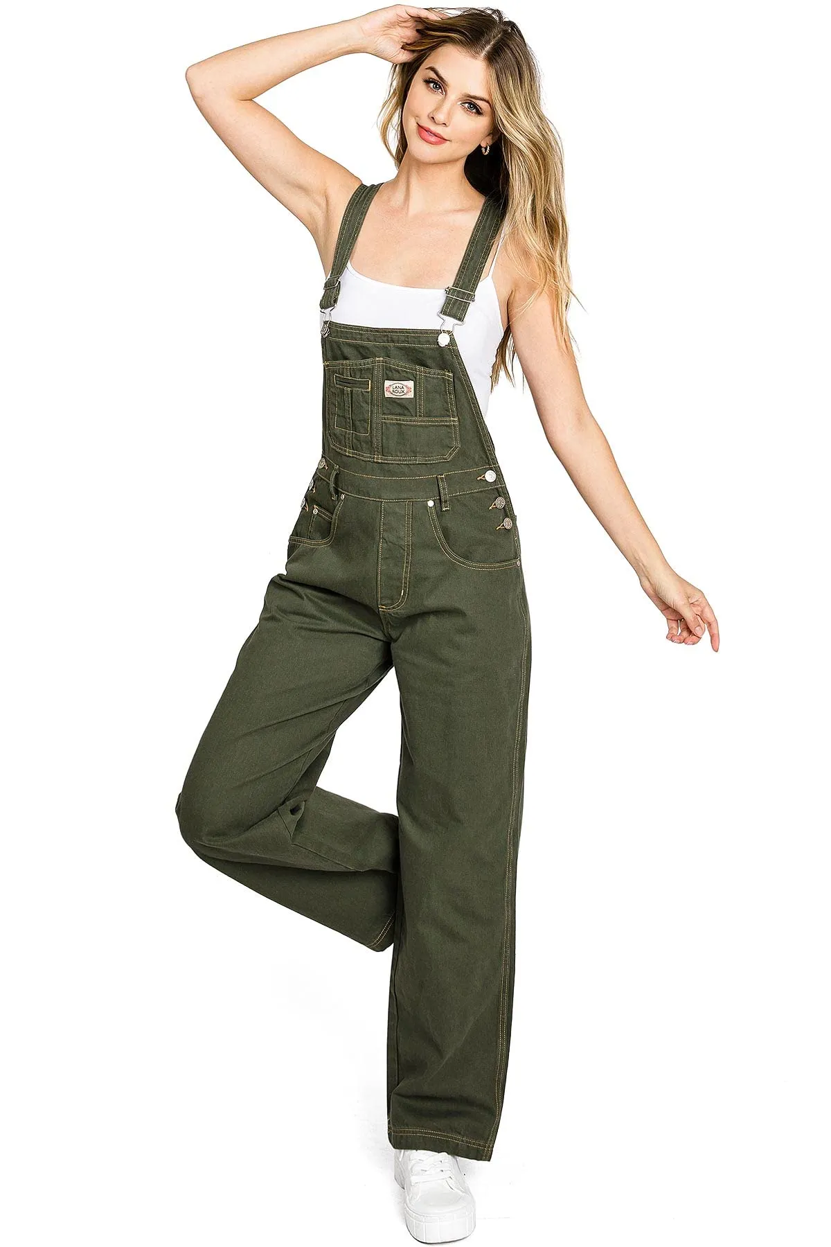 Lana Roux 90s Retro Dungaree Utility Twill Overalls