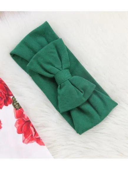 Long-sleeved Buttoned Flower Sleepsuit Overalls with Green Headband