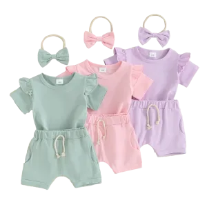 LUCY Ruffle Sleeve Summer Outfit with Headband