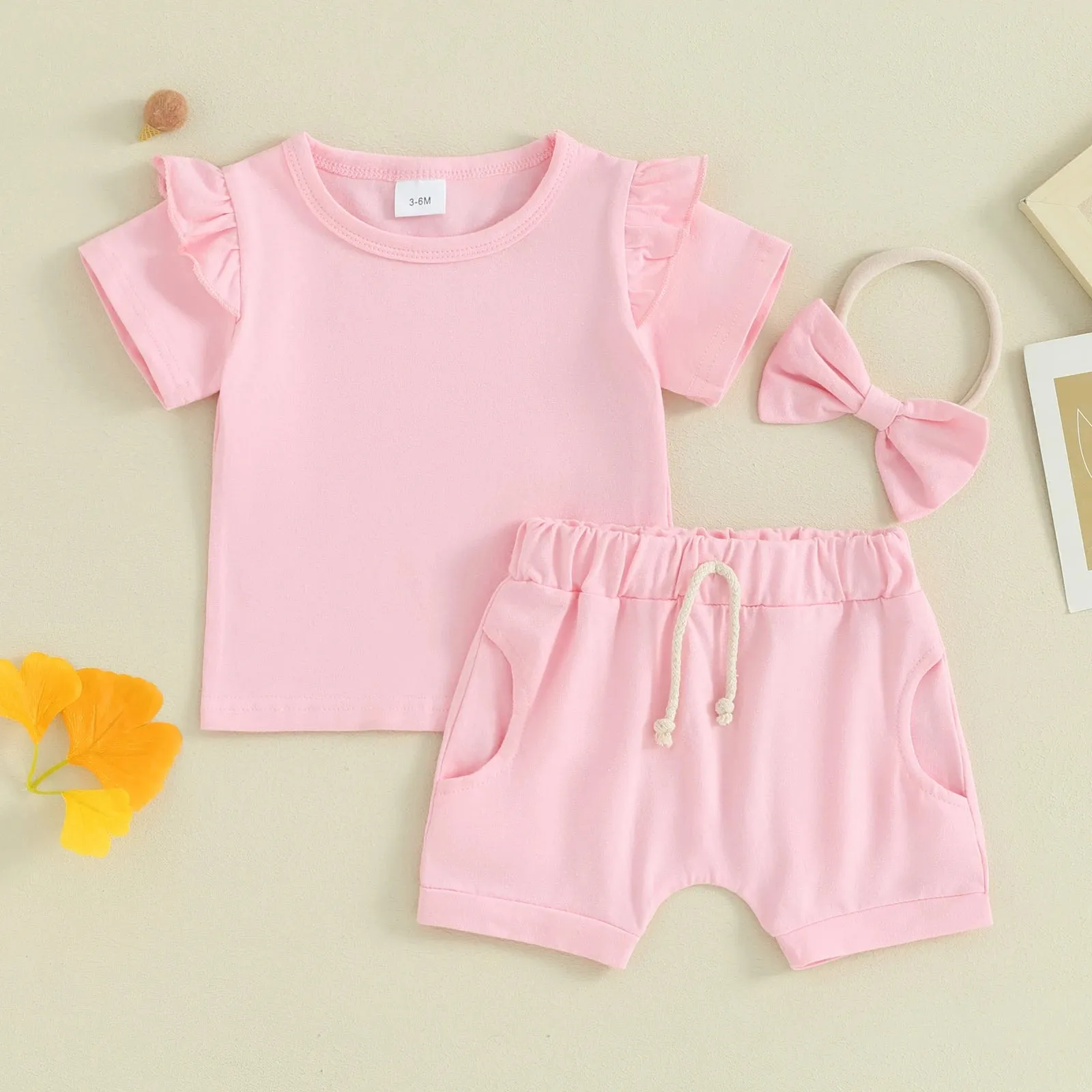 LUCY Ruffle Sleeve Summer Outfit with Headband
