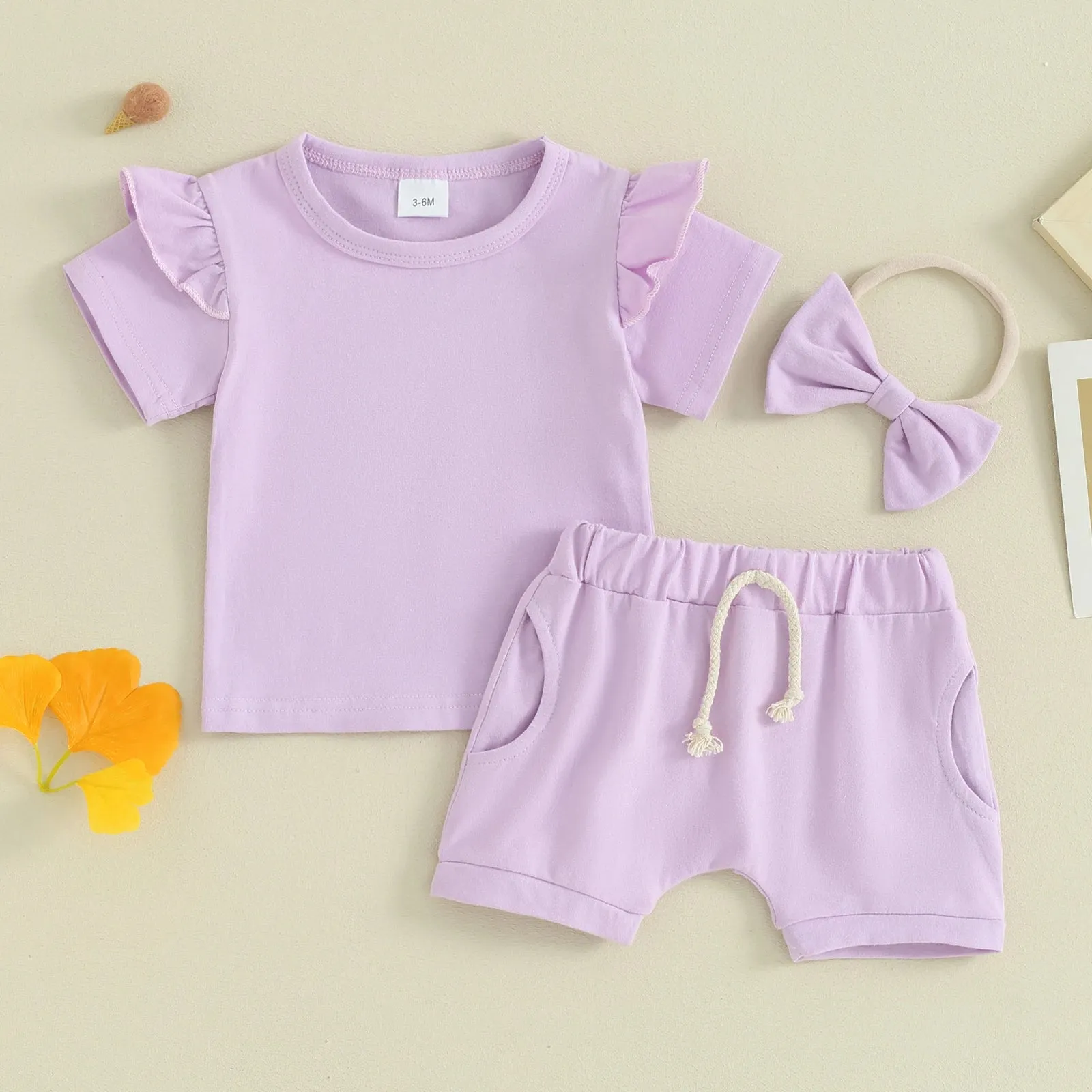LUCY Ruffle Sleeve Summer Outfit with Headband