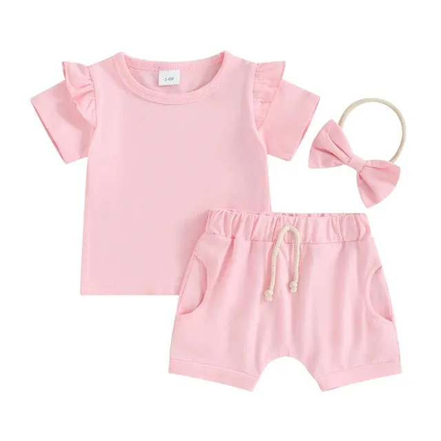 LUCY Ruffle Sleeve Summer Outfit with Headband