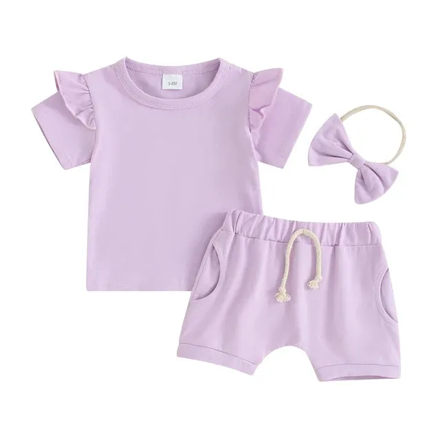 LUCY Ruffle Sleeve Summer Outfit with Headband