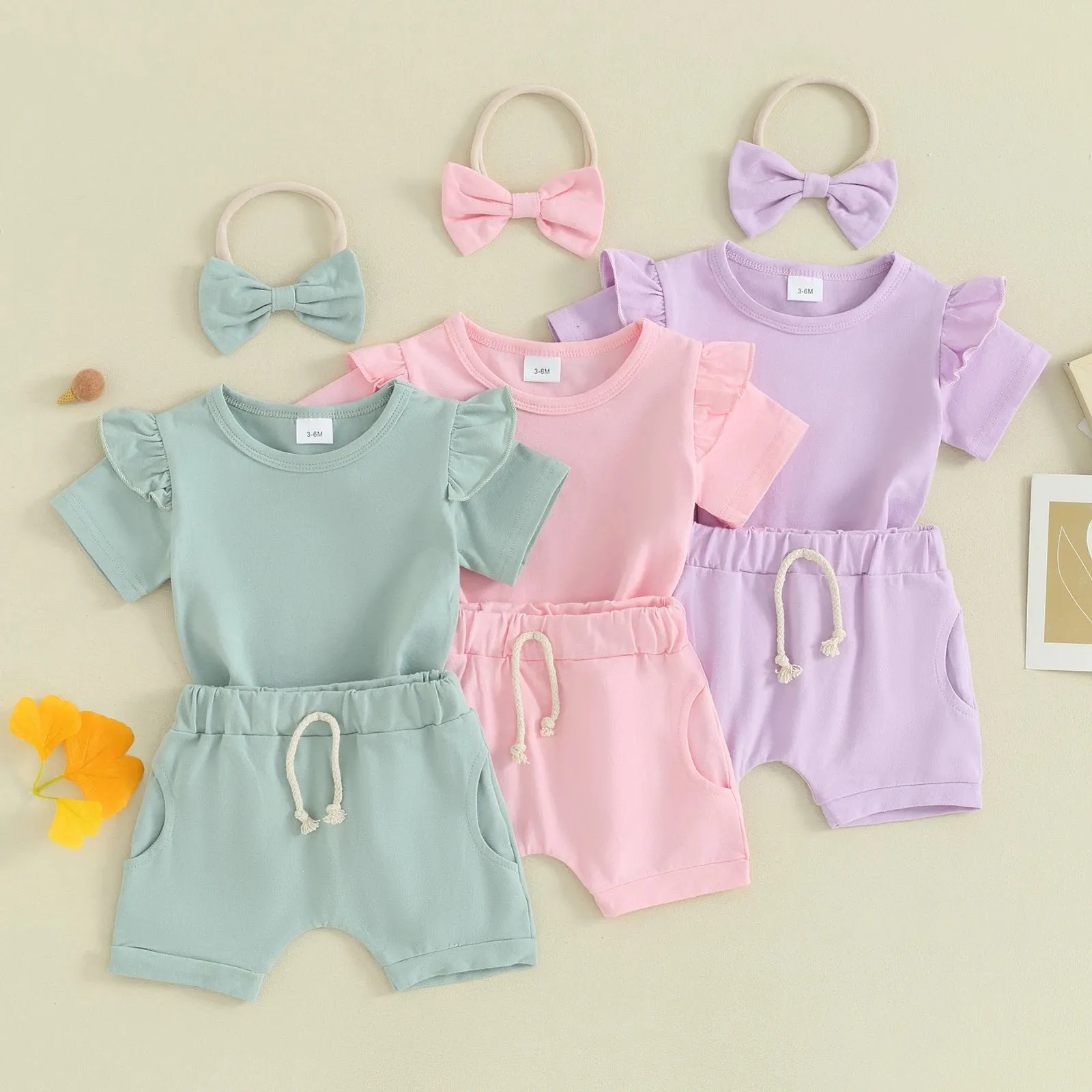 LUCY Ruffle Sleeve Summer Outfit with Headband