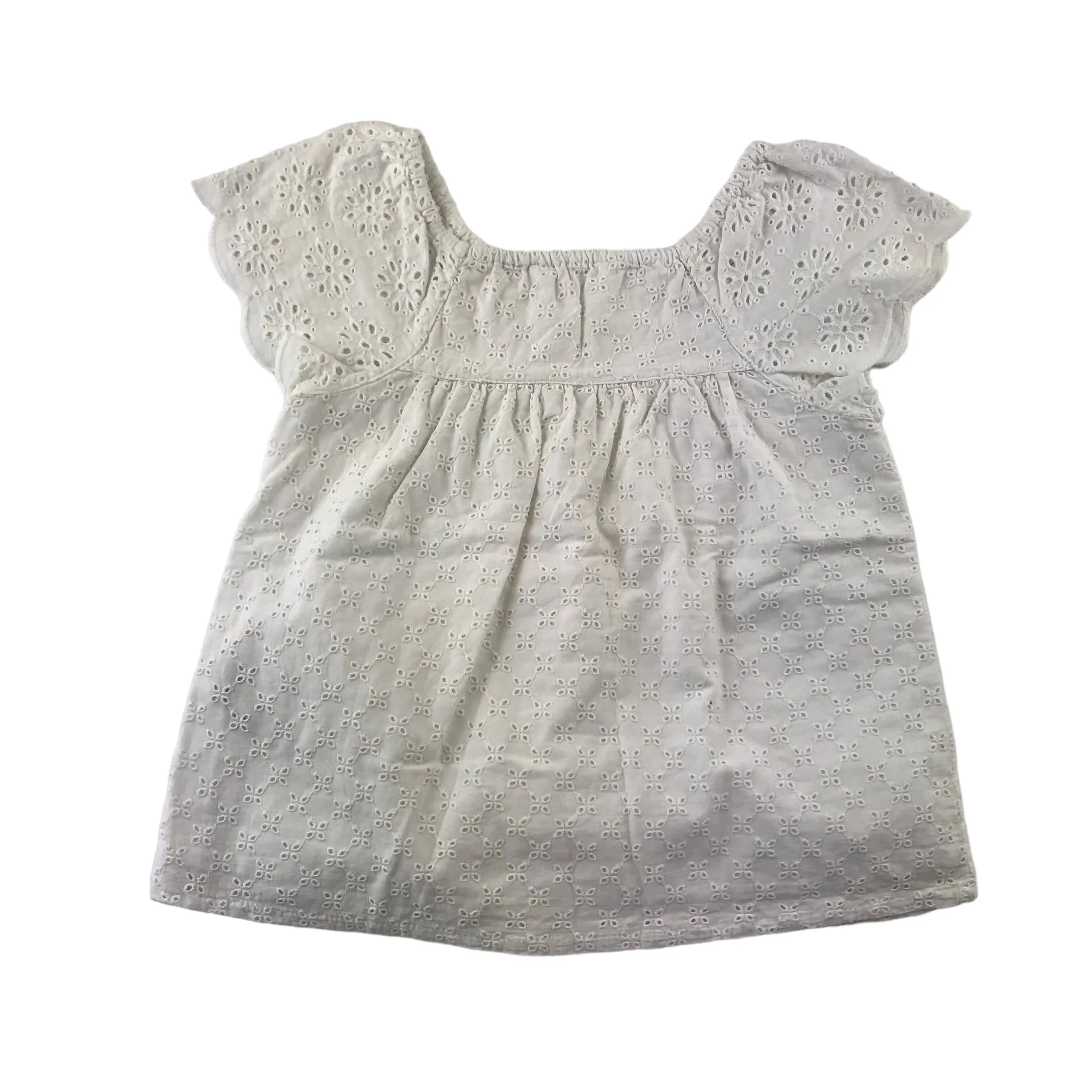 M&S blouse 6-7 years white short sleeve embroidered cotton
