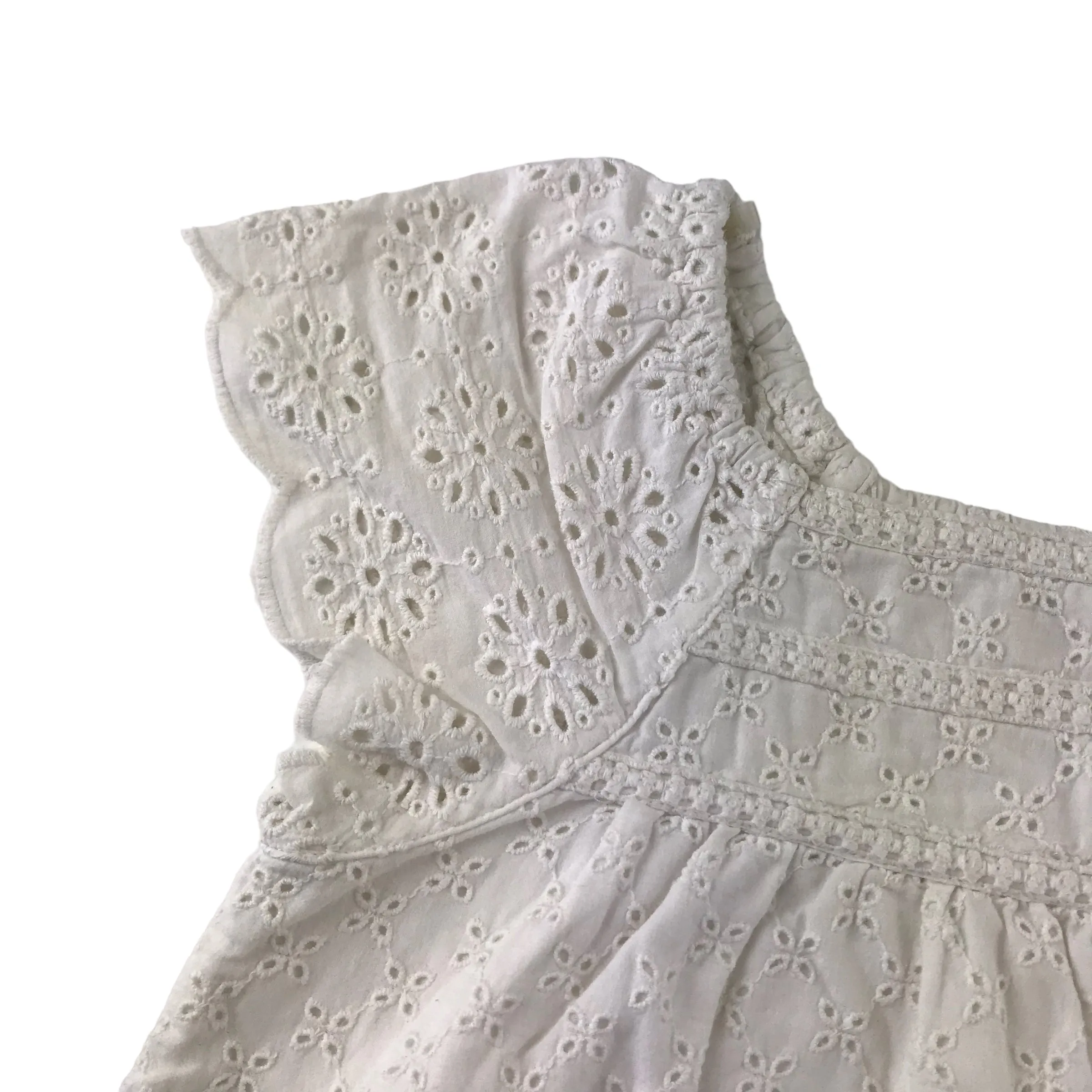 M&S blouse 6-7 years white short sleeve embroidered cotton