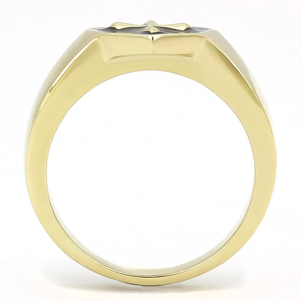 Mens Black Gold Cross Stainless Steel Epoxy Rings Style