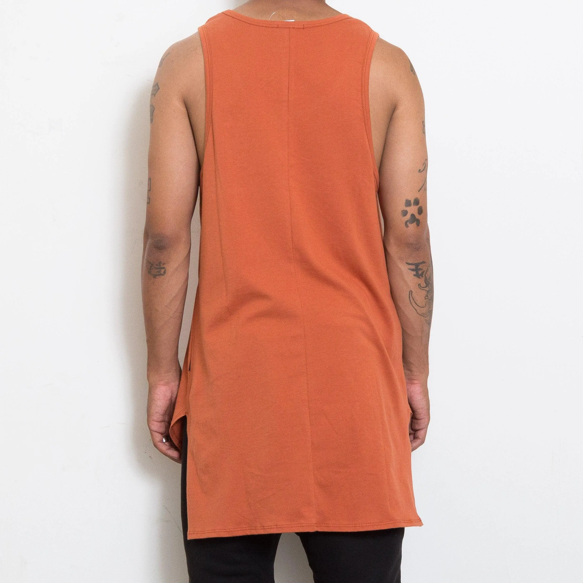 Mens Hi-Low Rust Tank Top Sleeveless Shirt