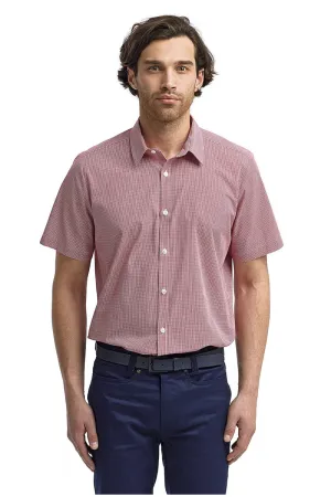 Men's Microcheck Short Sleeve Cotton Shirt (Red / White)