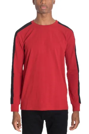 Mens Red /Black Side Stripe Pullover Shirt