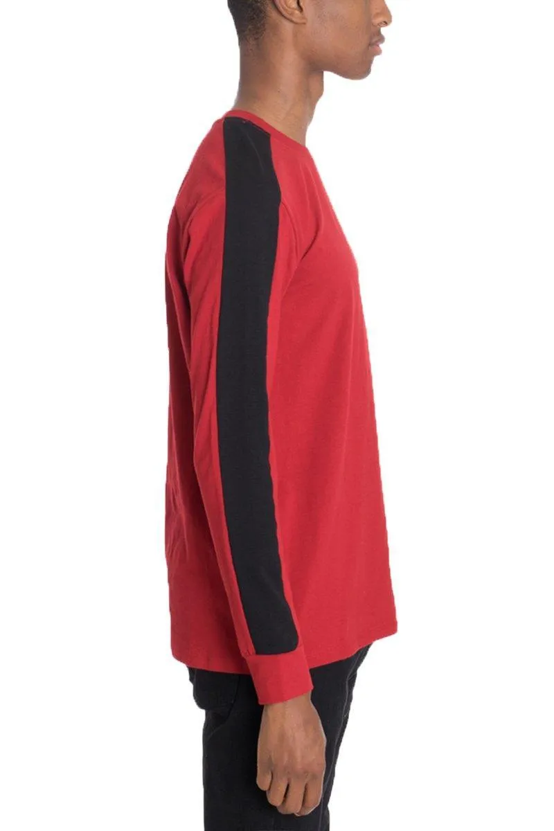 Mens Red /Black Side Stripe Pullover Shirt