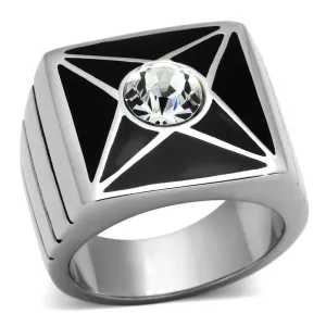 Mens Star Gem Stainless Steel Synthetic Crystal Rings