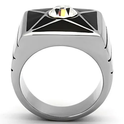 Mens Star Gem Stainless Steel Synthetic Crystal Rings