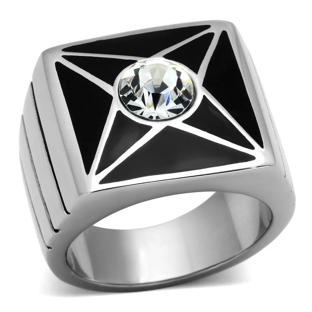 Mens Star Gem Stainless Steel Synthetic Crystal Rings