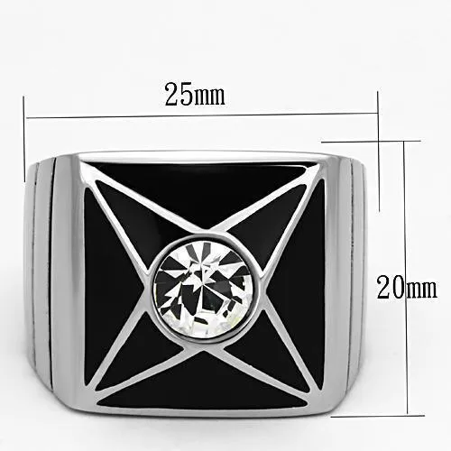 Mens Star Gem Stainless Steel Synthetic Crystal Rings
