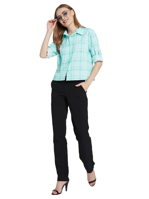 Mettle Women Tartan Checks Opaque Checked Casual Shirt