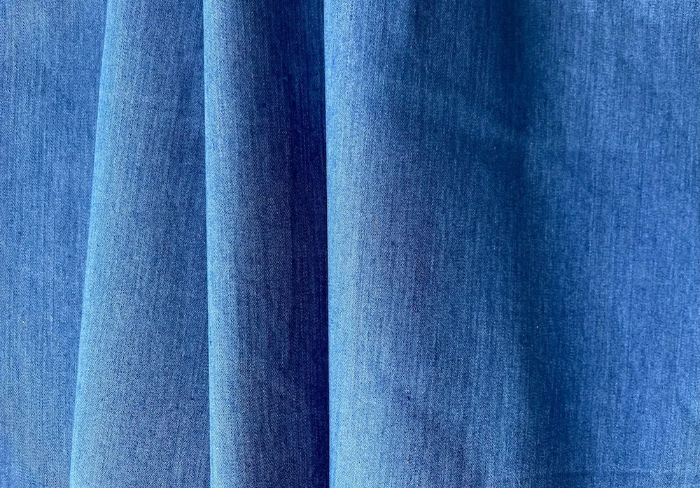 Mid-Weight Electric Cornflower Blue Stretch Cotton Denim (Made in Italy)