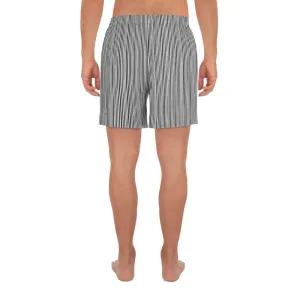 Minimalist Striped Men's Shorts, Best Black White Striped Print Men's Shorts- Made in USA/MX/EU