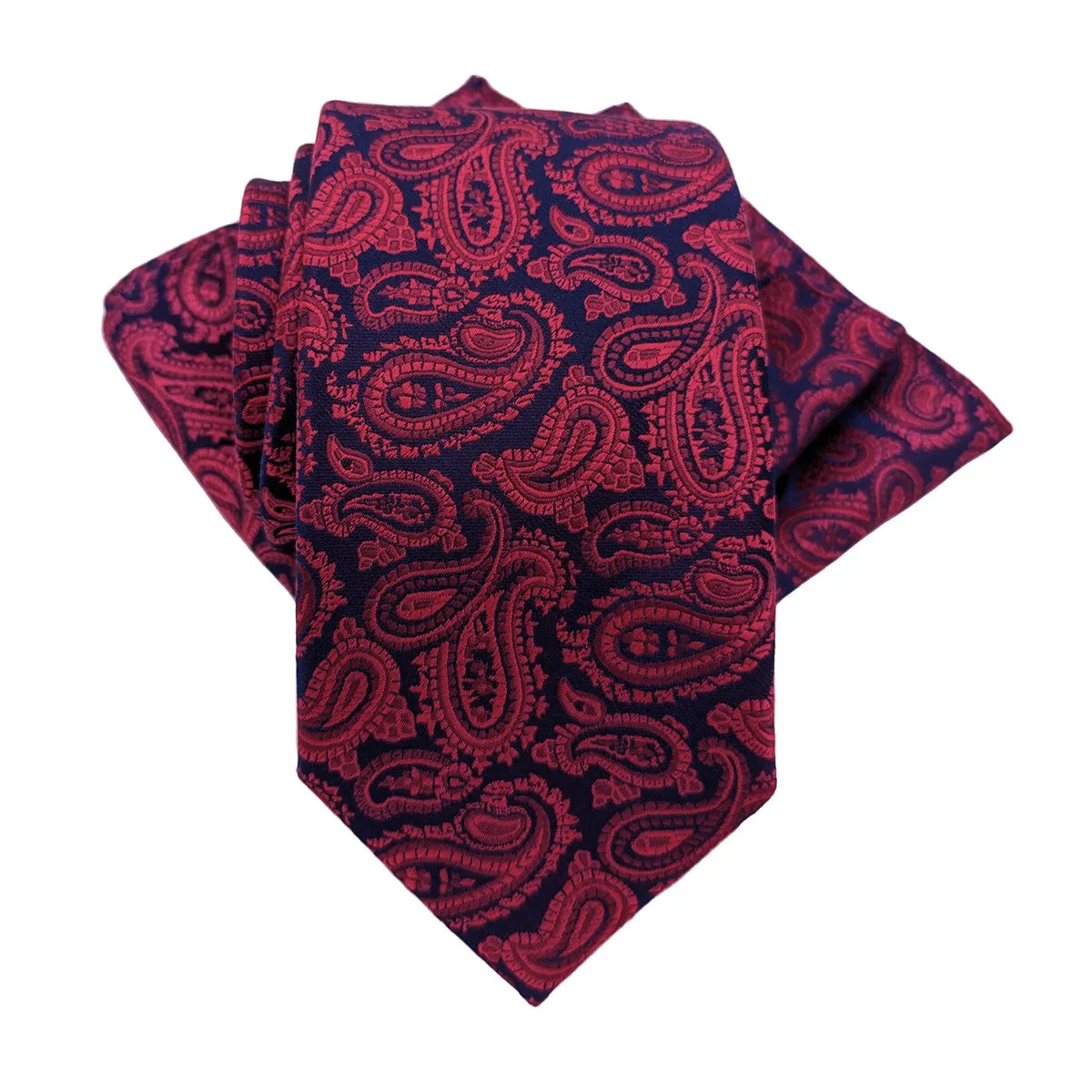 Navy & Red Paisley Wedding Tie