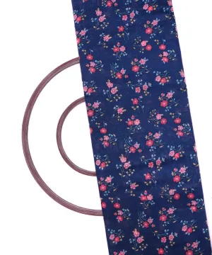Navy Blue Colour Floral Print Chanderi Cotton Fabric